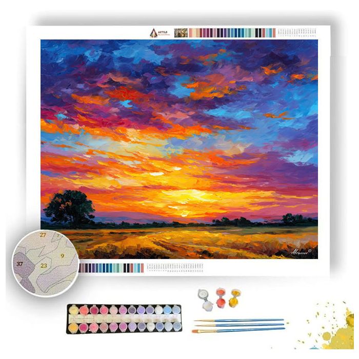 SUNSET FIELD GLOW - Paint by Numbers Full Kit