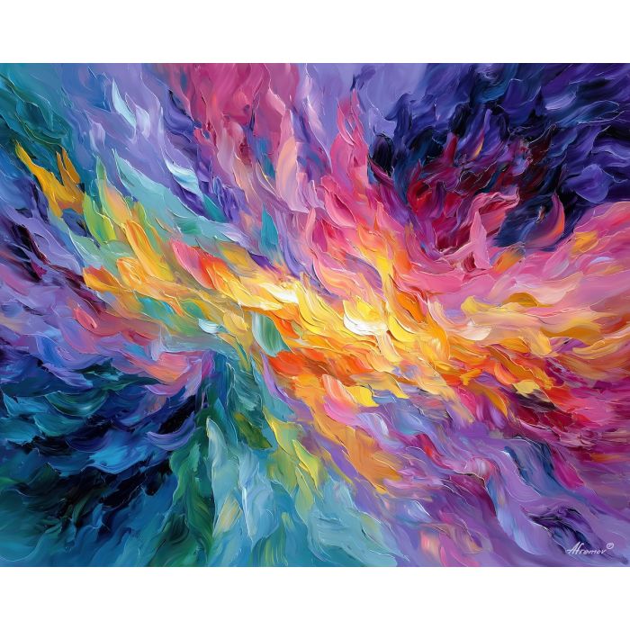 abstract flow,emotional movement,color layers,oil painting,afremov style