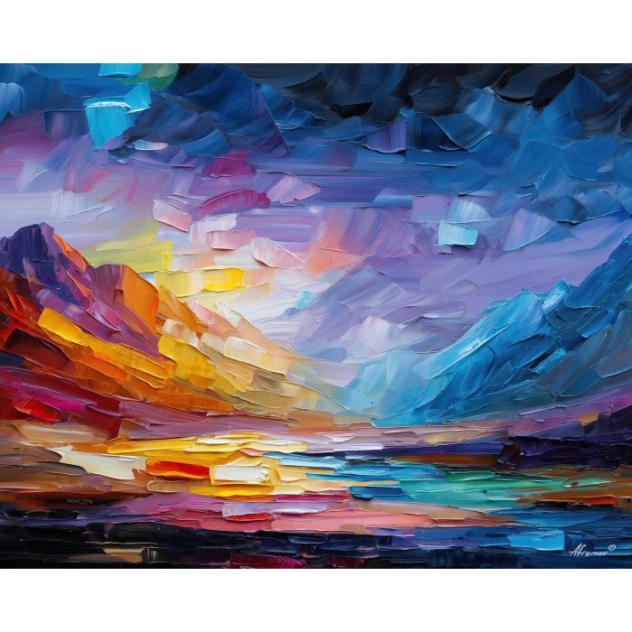 abstract landscape,inner world,oil painting,afremov style