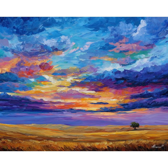 prairie landscape,open sky,oil painting,afremov style