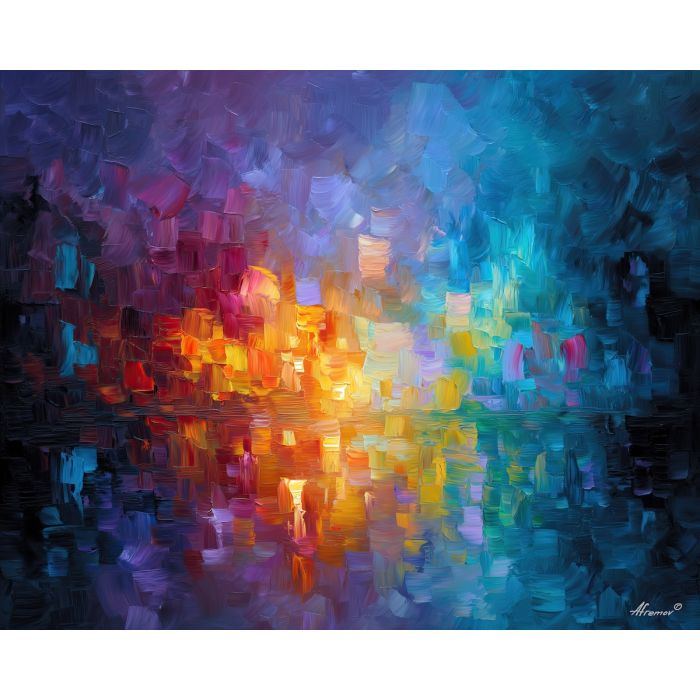 abstract contrast,soft tension,oil painting,afremov style