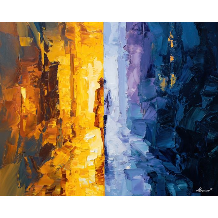 dual awareness,inner conflict,oil painting,afremov style