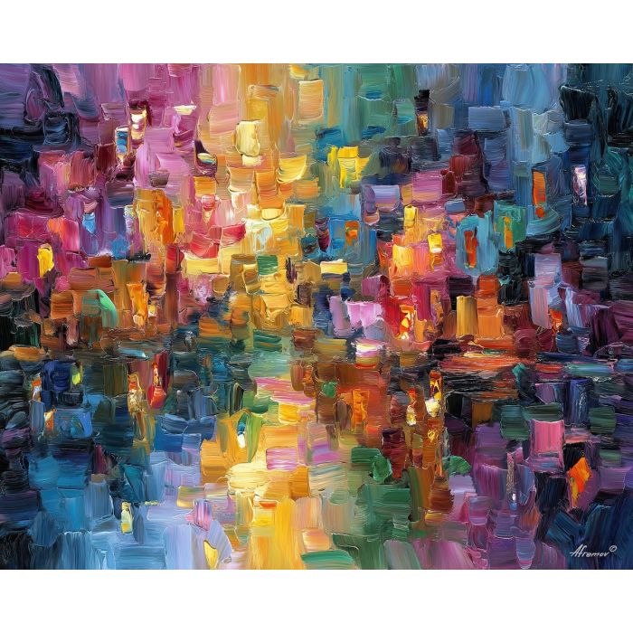 abstract emergence,soft shapes,oil painting,afremov style