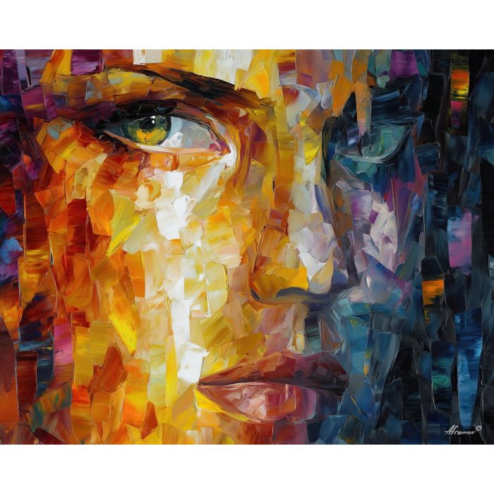 identity reflection,inner self,psychological art,oil painting,afremov style