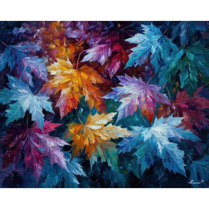 frost plants,icy flowers,oil painting,afremov style