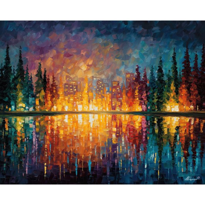 abstract horizon,conceptual balance,oil painting,afremov style