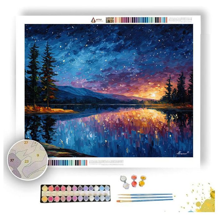 STARS OVER SILENT LAKE - Paint by Numbers Full Kit