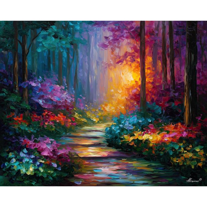 fantasy garden,path at dusk,oil painting
