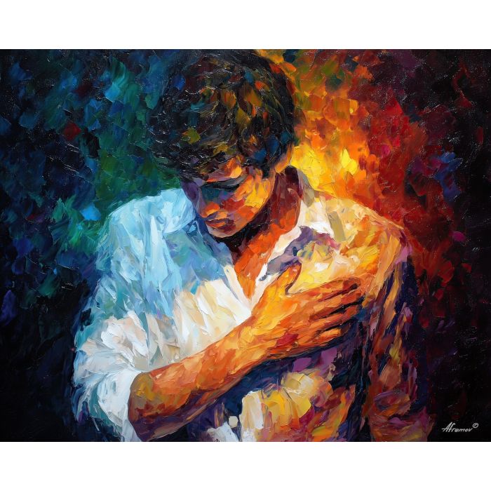 emotional restraint,inner control,oil painting,afremov style