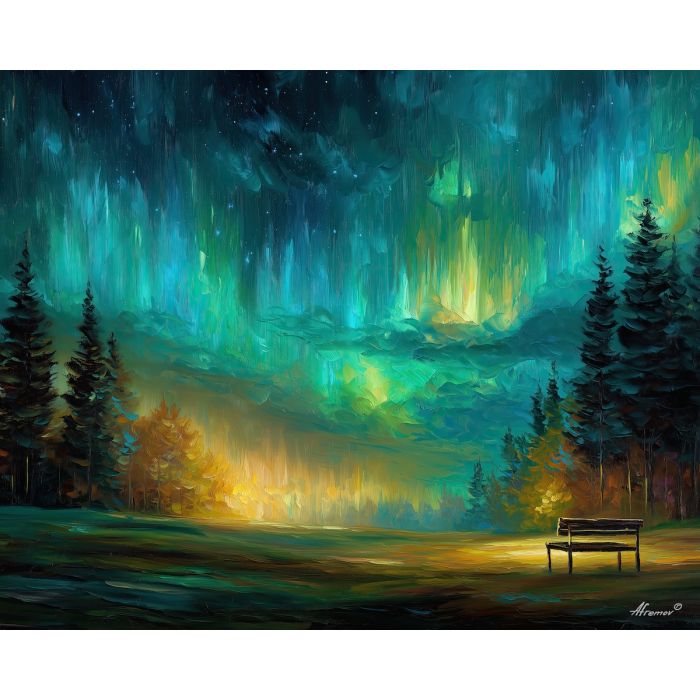 fantasy aurora field,soft colors,oil painting