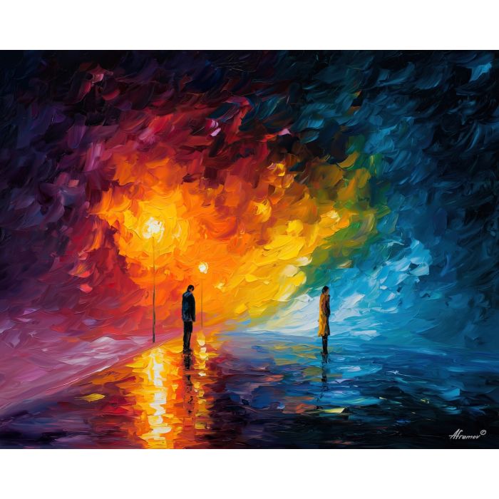 mental distance,emotional separation,oil painting