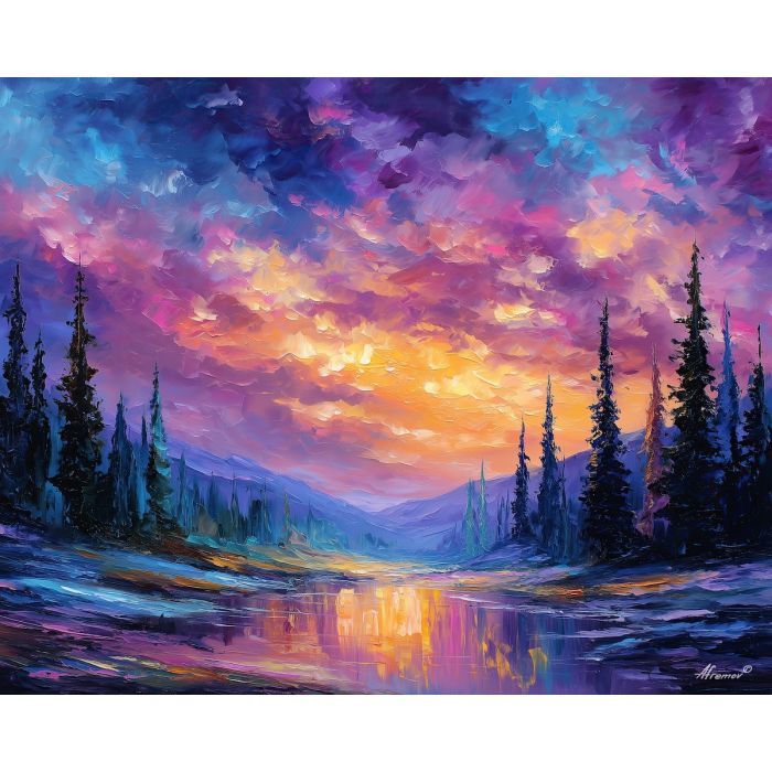 fantasy valley,soft glowing sky,dreamlike landscape,oil painting