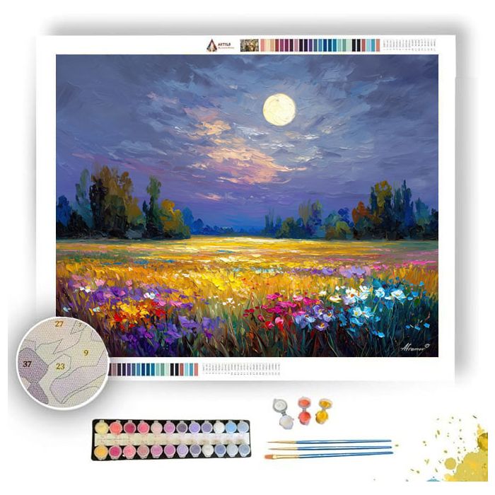 MOON OVER MEADOW - Paint by Numbers Full Kit