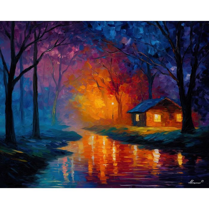 fantasy hollow,glowing sky,oil painting