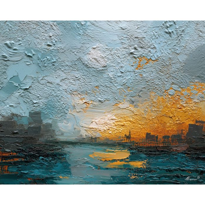 offbeat, form, palette knife, oil painting, impasto, textured paint, layered pigment, scraped surface, thick strokes, expressive texture, hand painted, fine art, material depth, visual rhythm, atmospheric, color control, painterly surface