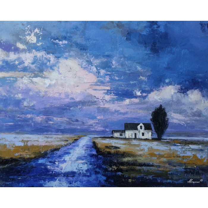 offbeat, scene, palette knife, oil painting, impasto, textured paint, layered pigment, scraped surface, thick strokes, expressive texture, hand painted, fine art, material depth, visual rhythm, atmospheric, color control, painterly surface