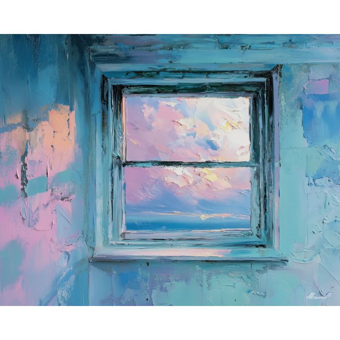 calm, tender, palette knife, oil painting, impasto, thick paint, layered pigment, scraped texture, hand painted, fine art, expressive surface, material depth, painterly, atmospheric, visual rhythm, textured painting, studio art