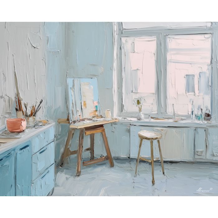 gentle, luminous, palette knife, oil painting, impasto, thick paint, layered pigment, scraped texture, hand painted, fine art, expressive surface, material depth, painterly, atmospheric, visual rhythm, textured painting, studio art