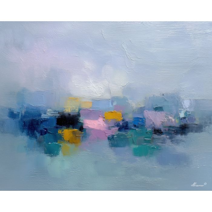 drifting, silent, palette knife, oil painting, impasto, thick paint, layered pigment, scraped texture, hand painted, fine art, expressive surface, material depth, painterly, atmospheric, visual rhythm, textured painting, studio art