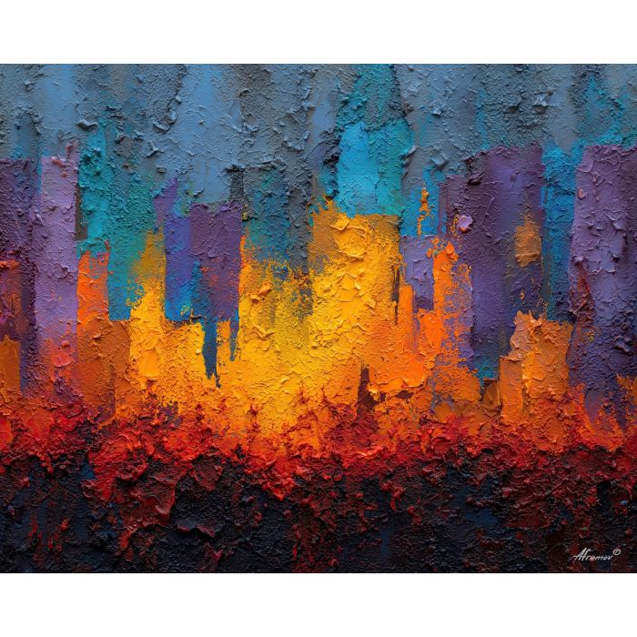 held, line, palette knife, oil painting, impasto, textured paint, layered pigment, scraped surface, thick strokes, expressive texture, hand painted, fine art, material depth, visual rhythm, atmospheric, color control, painterly surface