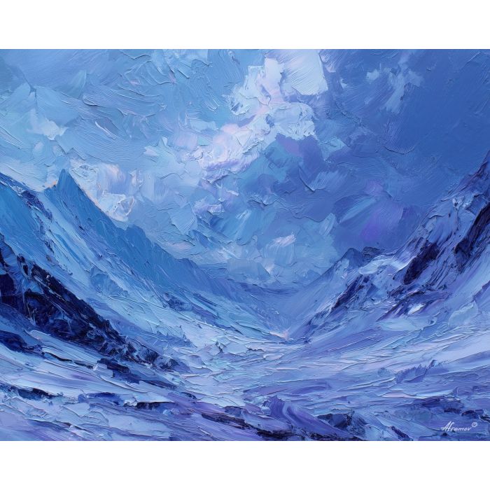 cold, light, palette knife, oil painting, impasto, textured paint, layered pigment, scraped surface, thick strokes, expressive texture, hand painted, fine art, material depth, visual rhythm, atmospheric, color control, painterly surface