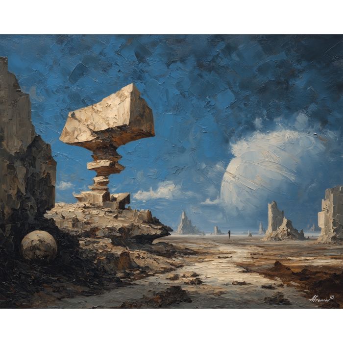 remote, shape, palette knife, oil painting, impasto, textured paint, layered pigment, scraped surface, thick strokes, expressive texture, hand painted, fine art, material depth, visual rhythm, atmospheric, color control, painterly surface