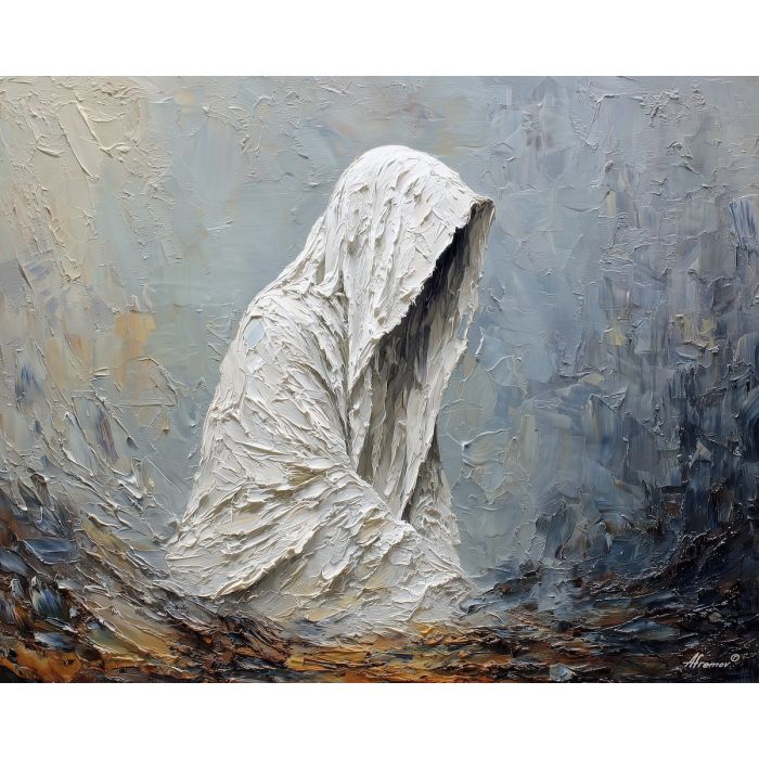 veiled, memory, palette knife, oil painting, impasto, textured paint, layered pigment, scraped surface, thick strokes, expressive texture, hand painted, fine art, material depth, visual rhythm, atmospheric, color control, painterly surface