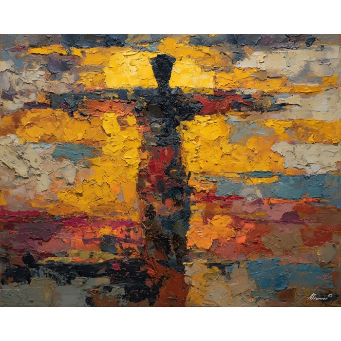 abstract, presence, figure, palette knife, oil painting, impasto, textured paint, layered pigment, scraped surface, thick strokes, expressive texture, hand painted, fine art, material depth, visual rhythm, atmospheric, color control, painterly surface