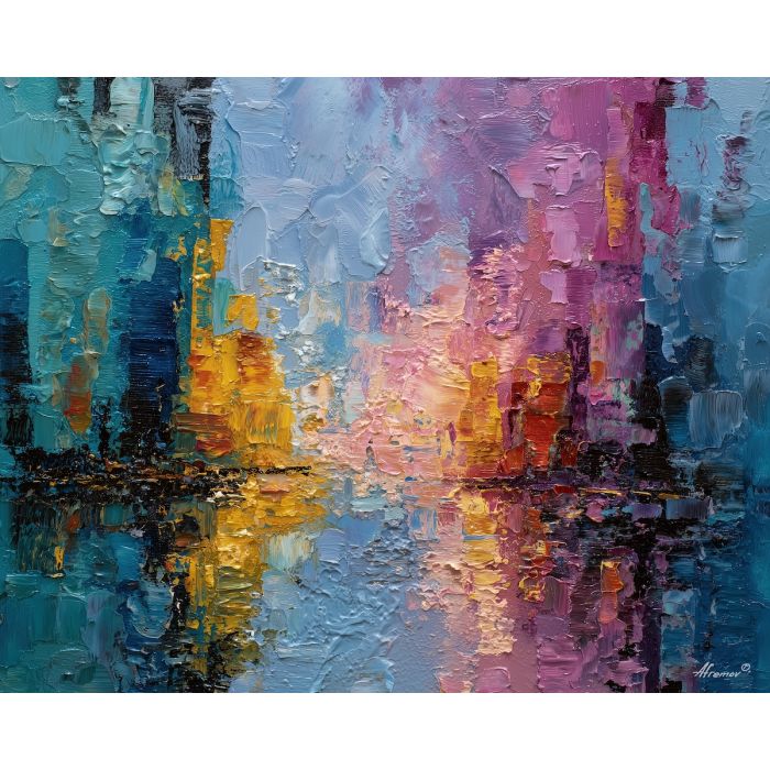 held, space, pause, palette knife, oil painting, impasto, textured paint, layered pigment, scraped surface, thick strokes, expressive texture, hand painted, fine art, material depth, visual rhythm, atmospheric, color control, painterly surface