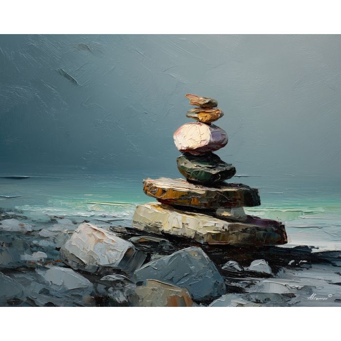 calm, shape, moment, palette knife, oil painting, impasto, textured paint, layered pigment, scraped surface, thick strokes, expressive texture, hand painted, fine art, material depth, visual rhythm, atmospheric, color control, painterly surface