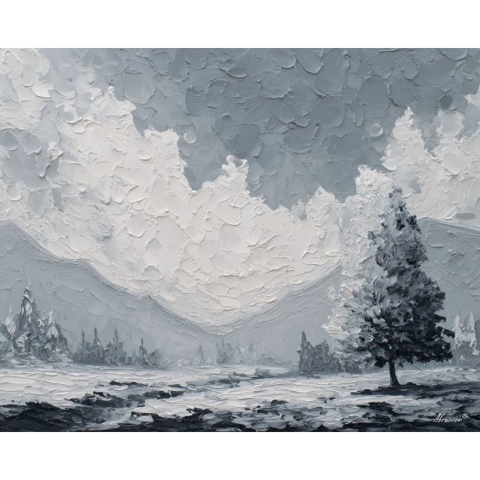 limited, scale, palette knife, oil painting, impasto, textured paint, layered pigment, scraped surface, thick strokes, expressive texture, hand painted, fine art, material depth, visual rhythm, atmospheric, color control, painterly surface