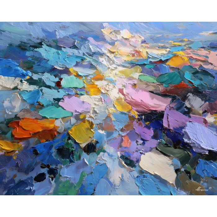 bright, extended, field, oversized abstract, bold forms, palette knife, oil painting, impasto, thick paint, layered pigment, textured surface, large scale art, expressive abstraction, heavy texture, dynamic composition, painterly surface, material depth, contemporary abstract