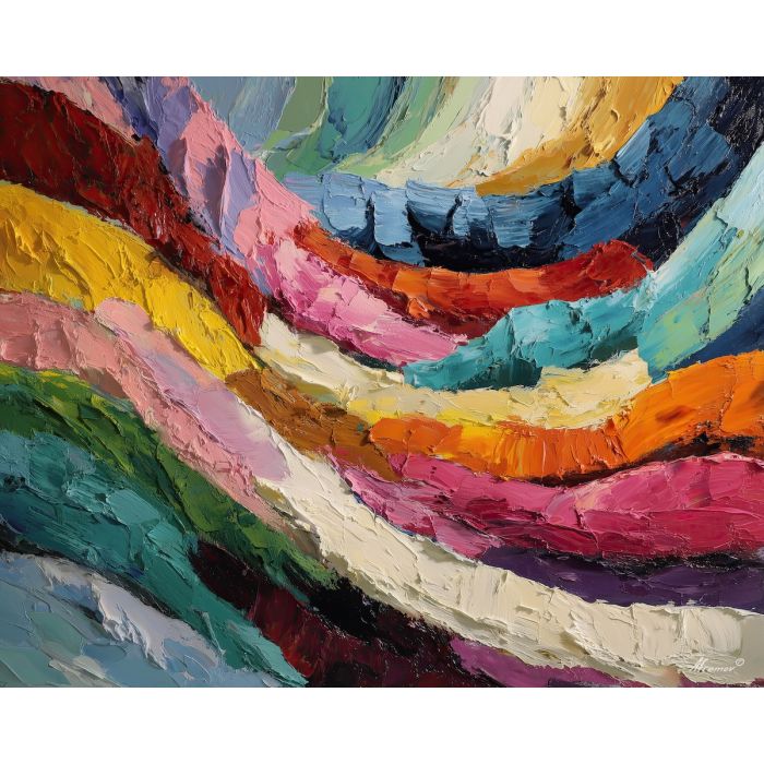 bright, stacked, span, oversized abstract, bold forms, palette knife, oil painting, impasto, thick paint, layered pigment, textured surface, large scale art, expressive abstraction, heavy texture, dynamic composition, painterly surface, material depth, contemporary abstract