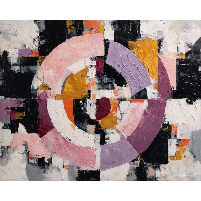 crushed, pressure, oversized abstract, bold forms, palette knife, oil painting, impasto, thick paint, layered pigment, textured surface, large scale art, expressive abstraction, heavy texture, dynamic composition, painterly surface, material depth, contemporary abstract