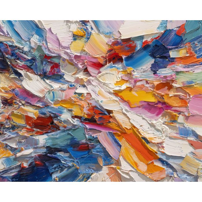 tight, volume, oversized abstract, bold forms, palette knife, oil painting, impasto, thick paint, layered pigment, textured surface, large scale art, expressive abstraction, heavy texture, dynamic composition, painterly surface, material depth, contemporary abstract