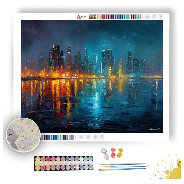 CLOUDS OVER CITY NIGHT - Paint by Numbers Full Kit