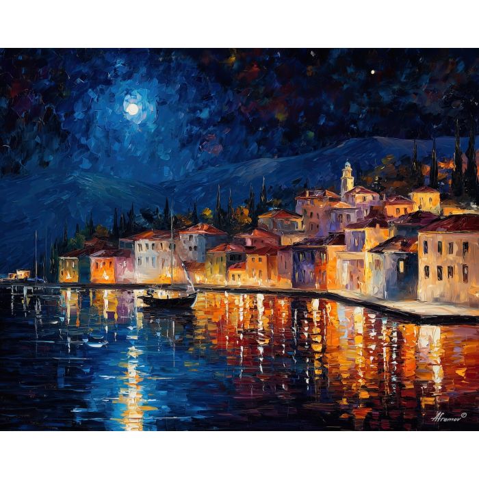 dreamy night,quiet landscape,oil painting