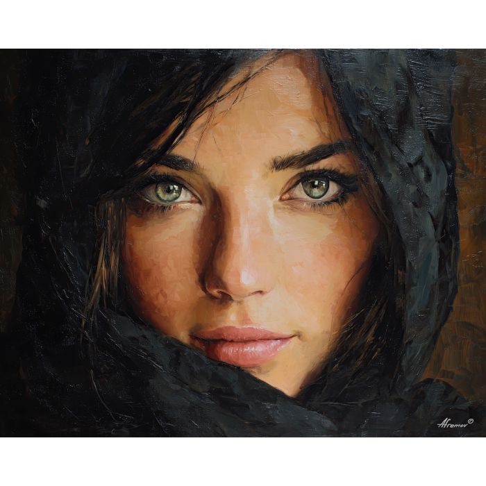 direct gaze,portrait focus,oil painting