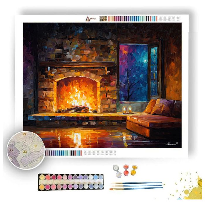 HEARTH GLOW EVENING - Paint by Numbers Full Kit