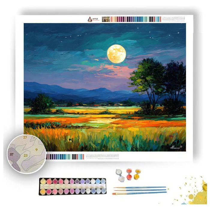 MOON OVER FIELDS - Paint by Numbers Full Kit