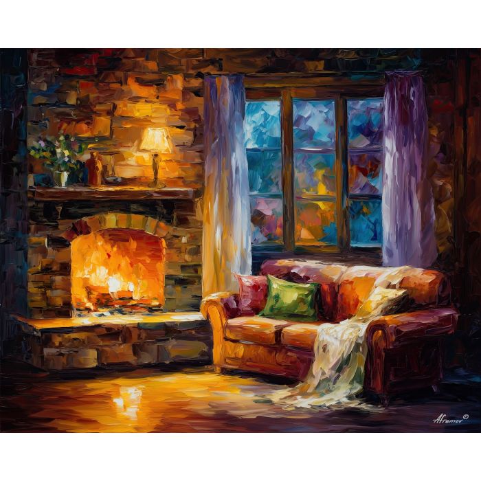 hearth glow,afternoon calm,oil painting