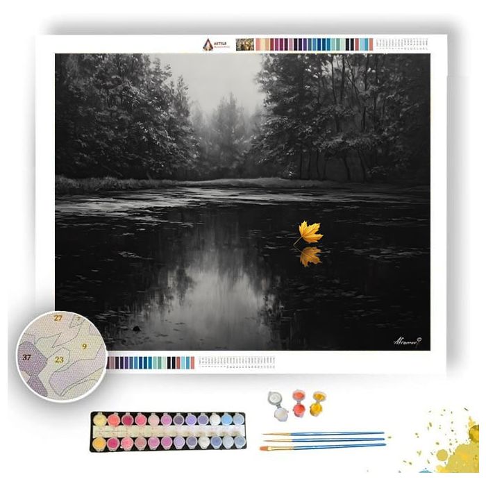 AUREATE LEAF DRIFT B&W - Paint by Numbers Full Kit