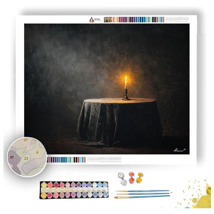 CANDLE TABLE IN GRAPHITE ROOM B&W - Paint by Numbers Full Kit