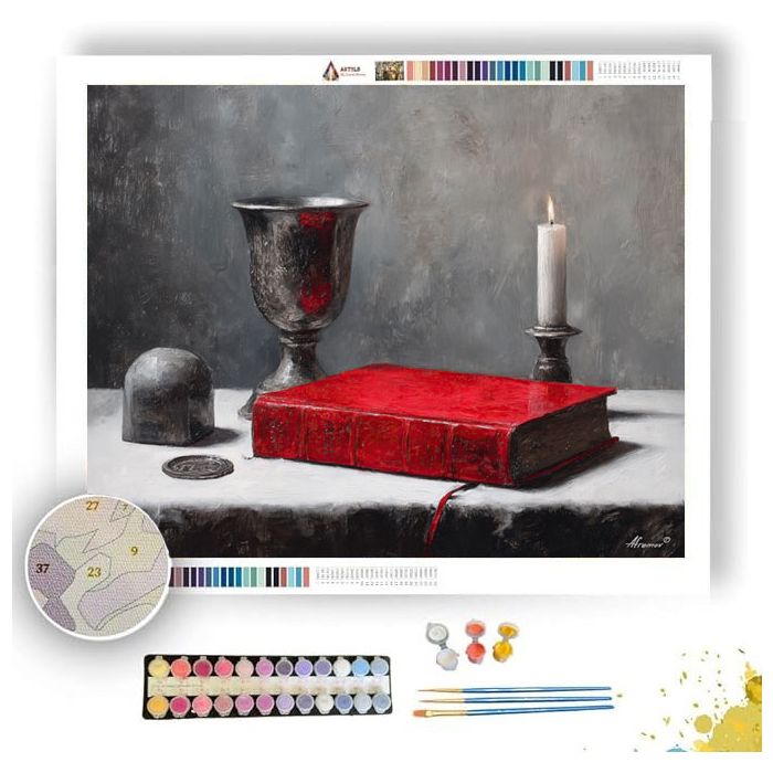 CRIMSON BOOK STILLNESS B&W - Paint by Numbers Full Kit
