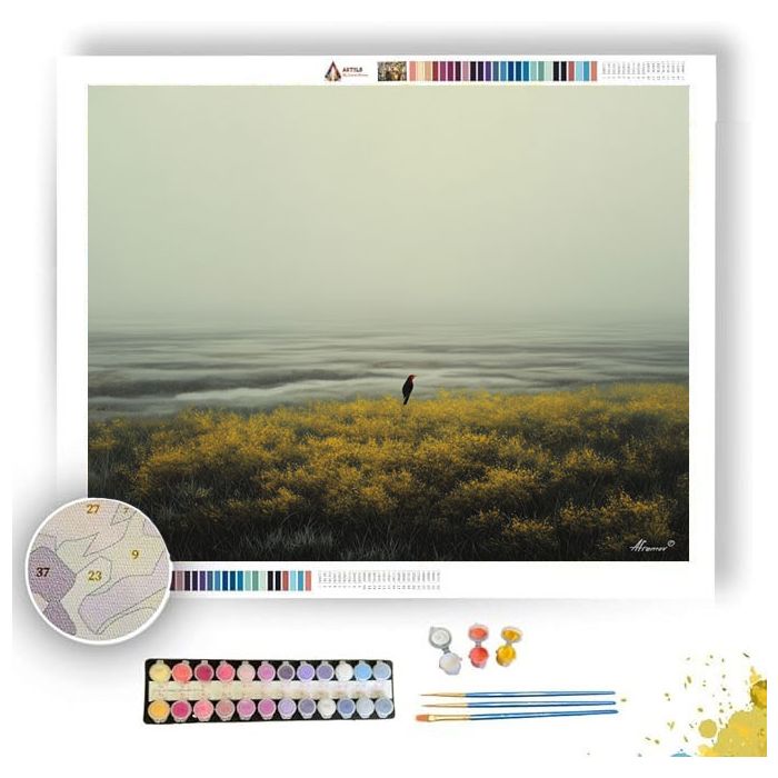 FOG FIELD WITH SAFFRON BIRD - Paint by Numbers Full Kit