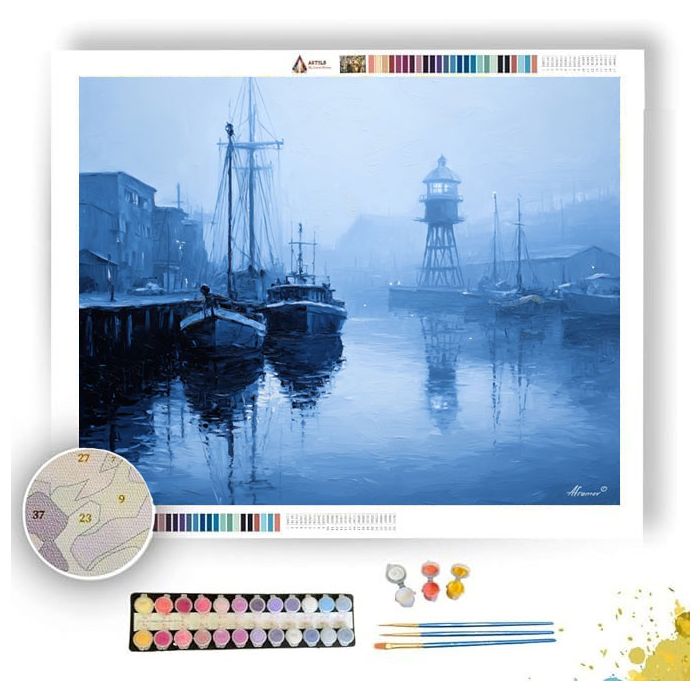 FOG HARBOR WITH INDIGO BEACON - Paint by Numbers Full Kit