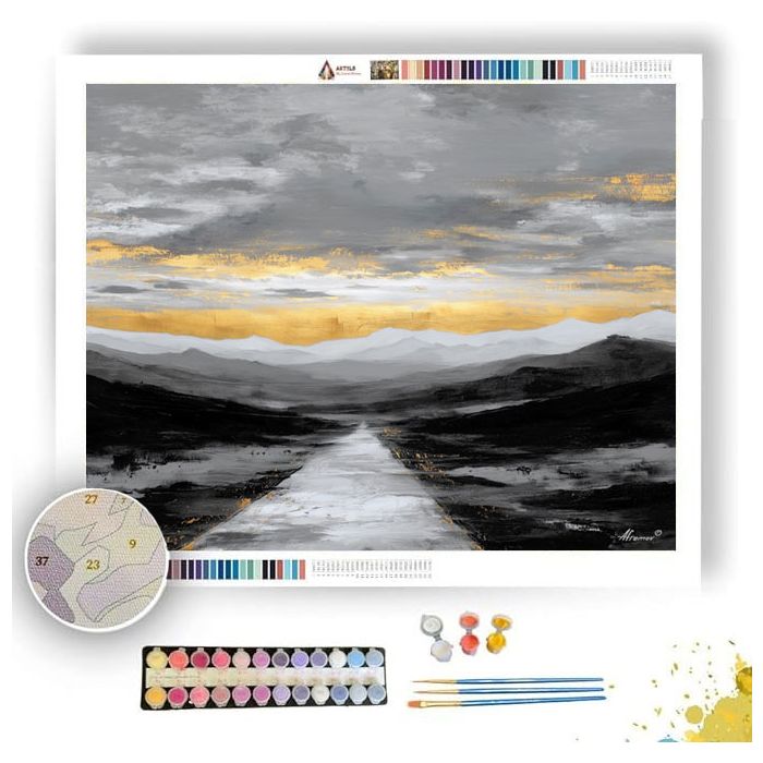 GOLD LINE HORIZON B&W - Paint by Numbers Full Kit