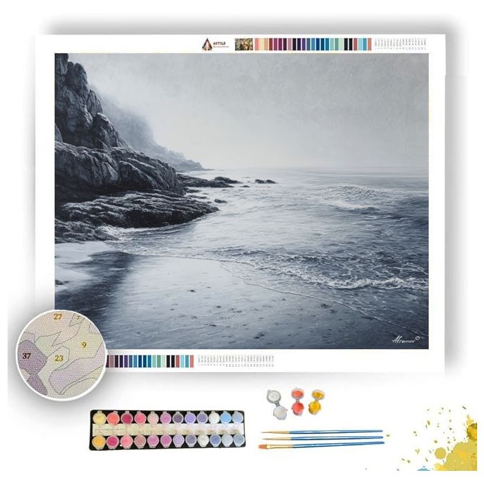 GRAPHITE SHORE WITH AZURE TIDE - Paint by Numbers Full Kit
