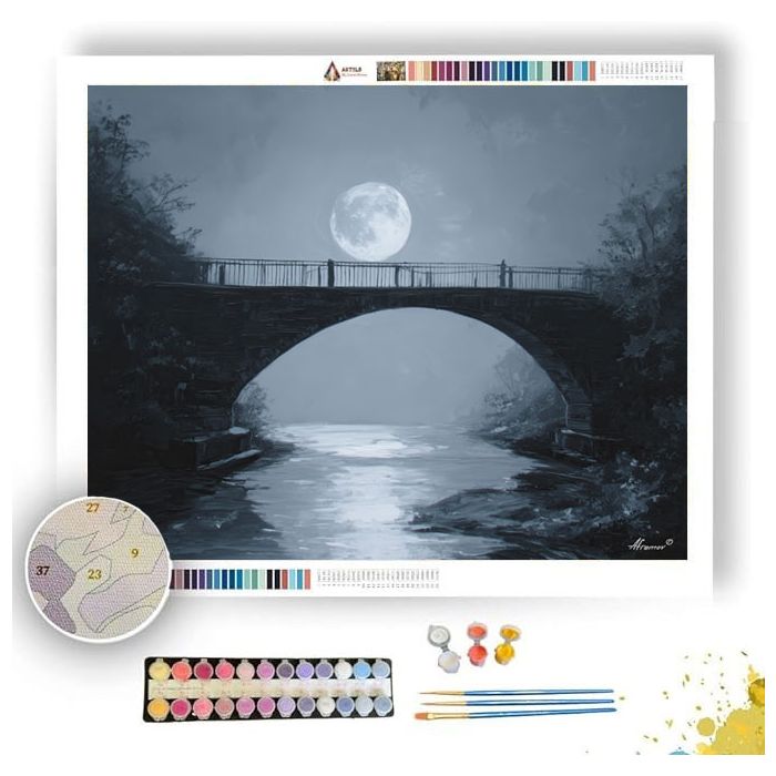 MIDNIGHT BRIDGE CERULEAN MOON - Paint by Numbers Full Kit