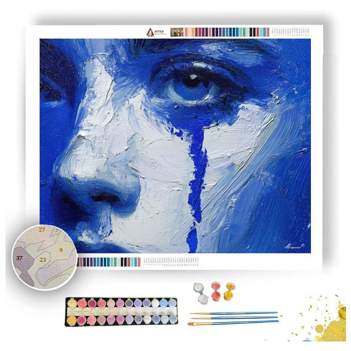 PORCELAIN FACE WITH AZURE TEAR - Paint by Numbers Full Kit
